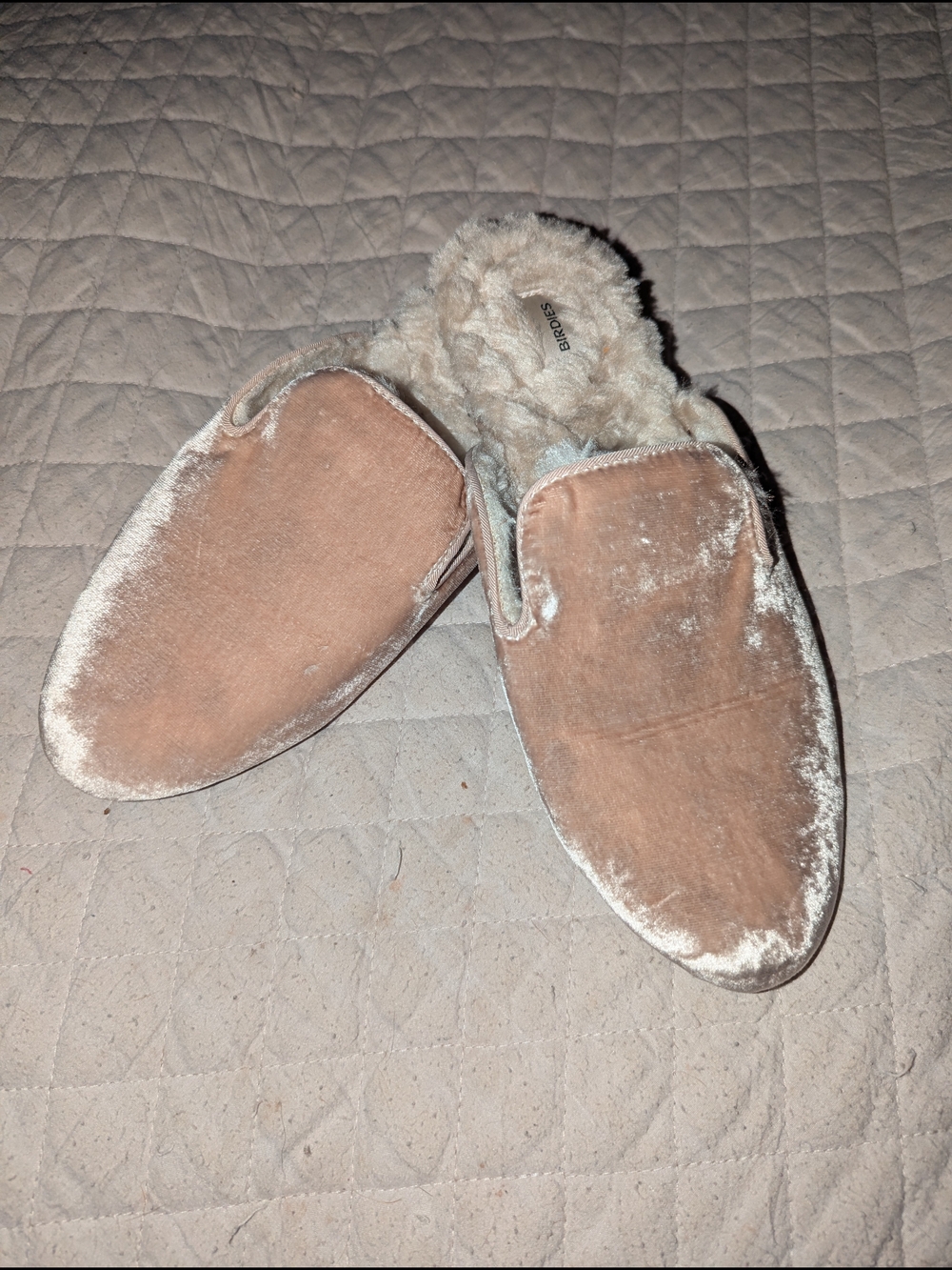 Birdies Blush Velvet Slip-On Flats